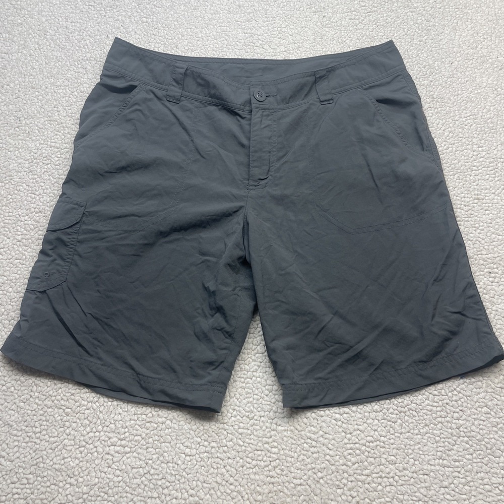 Columbia Shorts Womens 14 Gray Hiking Cargo Outdoor Utility Nylon Blend